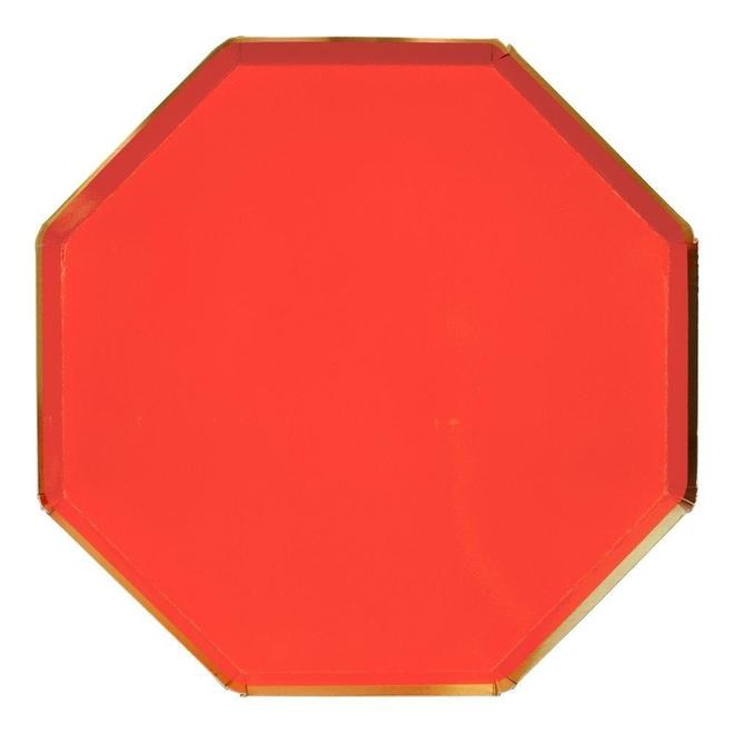 Platos grandes octogonal color rojo